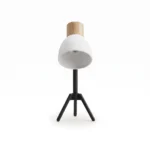 Danny Home TL-012 Bedside Light | Contemporary Black Tripod & Wood Collar White Accent Lamp – ~14x14x24cm