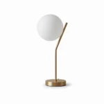 Danny Home TL-022 Bedside Light | Contemporary Satin Brass Angled Spine Spherical Orb Lamp – 19x15x40cm