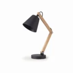 Danny Home TL-021-2 Task Light | Scandinavian Matte Black Metal & Adjustable Wood Arm Study Lamp – 22x12x37cm