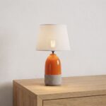 Modern Ceramic Base Bedside Two Tone Table Lamp | Red & Gray Minimalist Desk Light - 45.5cm - Image 2