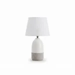 Danny Home TL-030-2 Bedside Lamp | White Glazed Ceramic and Grey Concrete Effect Accent Light -