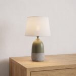 Modern Ceramic Base Bedside Two Tone Table Lamp | Green & Gray Minimalist Desk Light - 45.5cm - Image 2
