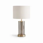 Rowan Antique Brass and Smoked Glass Table Lamp - 71cm