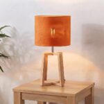 Danny Home Modern Tripod Wooden Table Lamp with Khaki Linen Fabric Shade (25x25x44.5cm) - Image 2
