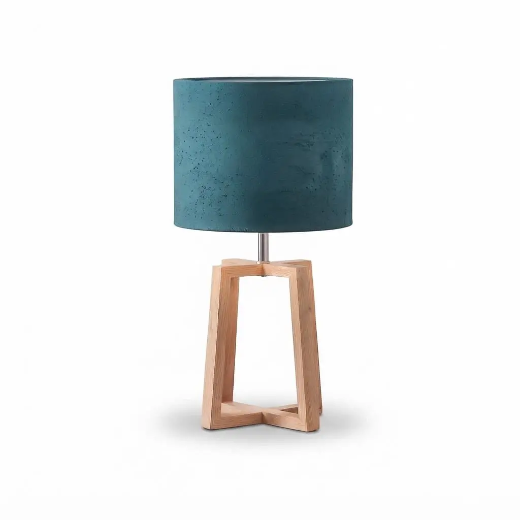 Side-Table-lamp_Furniture-Lighting_11725_3.webp Modern Wooden Tripod Table Lamp (Yale Blue & Khaki) | Boho Bedside & Nightstand Light - 44.5cm - Image 1