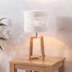 Modern Wooden Tripod Table Lamp | Boho Bedside & Nightstand Light - 44.5cm - Image 2