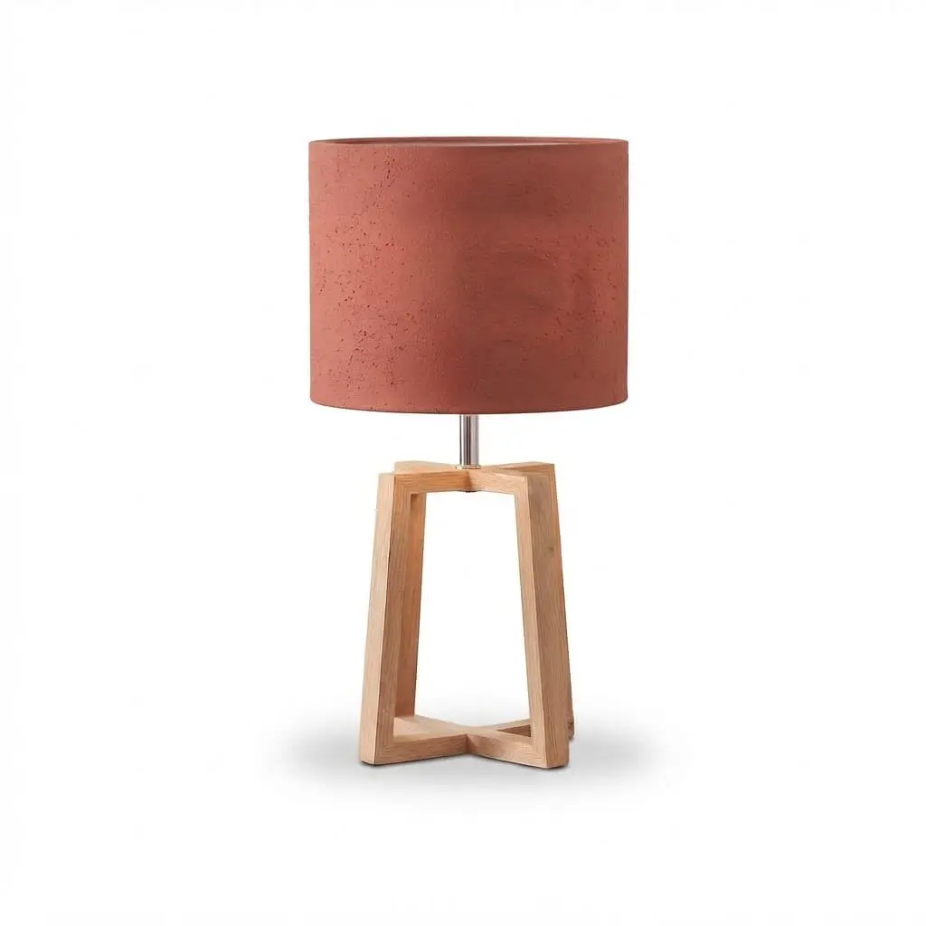 Side-Table-lamp_Furniture-Lighting_11727_3.webp Modern Wooden Tripod Table Lamp (Dark Red) | Boho Bedside & Nightstand Light - 44.5cm - Image 1