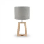 Modern Wooden Tripod Table Lamp (Grey & Khaki) | Boho Bedside & Nightstand Light - 44.5cm