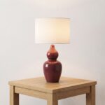 Danny Home TL-037-2 Bedside Light | Deep Burgundy High-Gloss Double-Bulb Ceramic Accent Lamp – ~18x18x36cm - Image 2