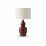 Danny Home TL-037-2 Bedside Light | Deep Burgundy High-Gloss Double-Bulb Ceramic Accent Lamp – ~18x18x36cm