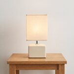 Danny Home TL-040-1 Nightstand Light | Soft Cream Cuboid Porcelain Base Lamp with Rectangular Shade – ~14x10x28cm - Image 2