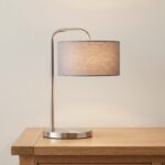 Danny Home Modern Metal Table Lamp (Gray Shade) | Minimalist Bedside & Desk Light - 50cm - Image 2