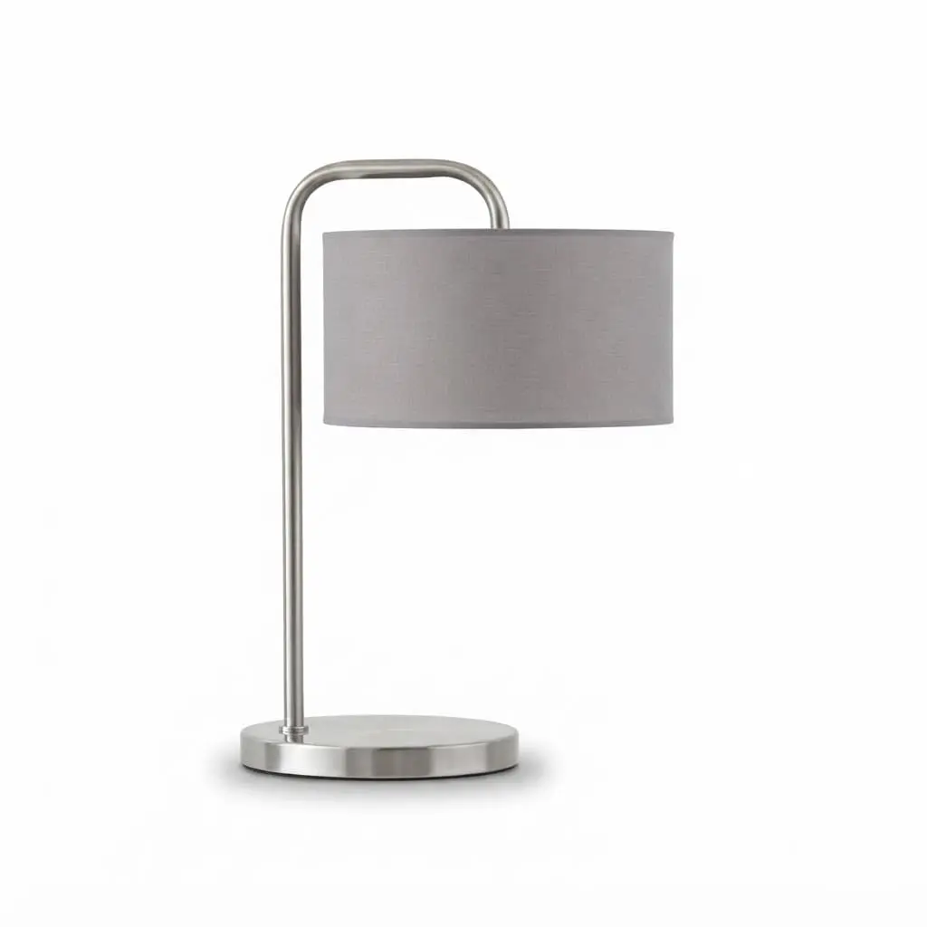 Side-Table-lamp_Furniture-Lighting_11739_3.webp Danny Home Modern Metal Table Lamp (Gray Shade) | Minimalist Bedside & Desk Light - 50cm - Image 1