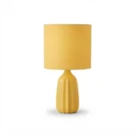 Danny Home TL-045-1 Bedside Lamp | Matte Mustard Yellow Fluted Ceramic Accent Light – ~22x22x35cm