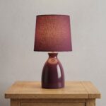 Danny Home Ceramic Table Lamp (Maroon) | Small Bedside & Reading Desk Light - 23cm - Image 2