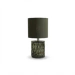 Danny Home TL-049-3 Bedside Lamp | Greenish Charcoal Smoked Textured Glass Base Accent Light – ~15x15x34cm