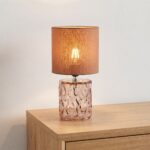 Danny Home TL-049-4 Modern Table Lamp | Rose Gold Textured Glass Base with Warm Terracotta Shade - 33.5cm - Image 2