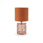 Danny Home TL-049-4 Modern Table Lamp | Rose Gold Textured Glass Base with Warm Terracotta Shade - 33.5cm