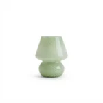 Danny Home Green Striped Mushroom Table Lamp | Retro Glass Nightstand Light (15x15x18cm)