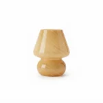 Danny Home Yellow Striped Mushroom Table Lamp | Retro Glass Nightstand Light (15x15x18cm)