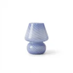 Danny Home Grey Striped Mushroom Table Lamp | Retro Glass Nightstand Light (15x15x18cm)
