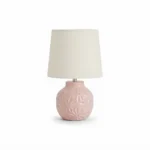 Danny Home Textured Ceramic Table Lamp with Cream Fabric Shade (33cm Height) – Model TL-057-03 (Light Pink)