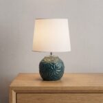Danny Home Textured Ceramic Table Lamp with Cream Fabric Shade (33cm Height) – Model TL-057-03 - Image 2