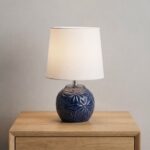 Danny Home Navy Blue Ceramic Table Lamp - 23cm | Bedside Decor - Image 2