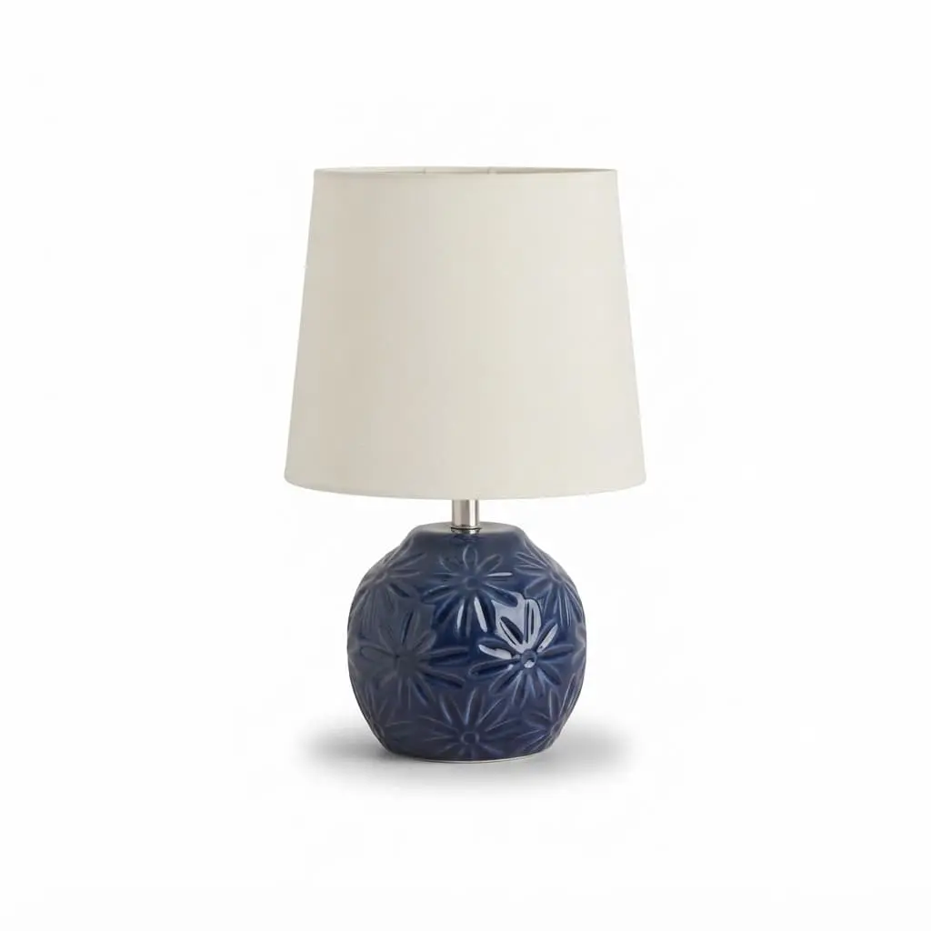 Side-Table-lamp_Furniture-Lighting_11776_3.webp Danny Home Navy Blue Ceramic Table Lamp - 23cm | Bedside Decor - Image 1