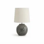 Danny Home Textured Ceramic Table Lamp with Cream Fabric Shade (33cm Height) – Model TL-057-06 (Charcoal Grey)
