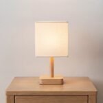 Danny Home Bedside Wooden Table Lamp | Minimalist Nightstand Light with Square Shade - 29cm - Image 2