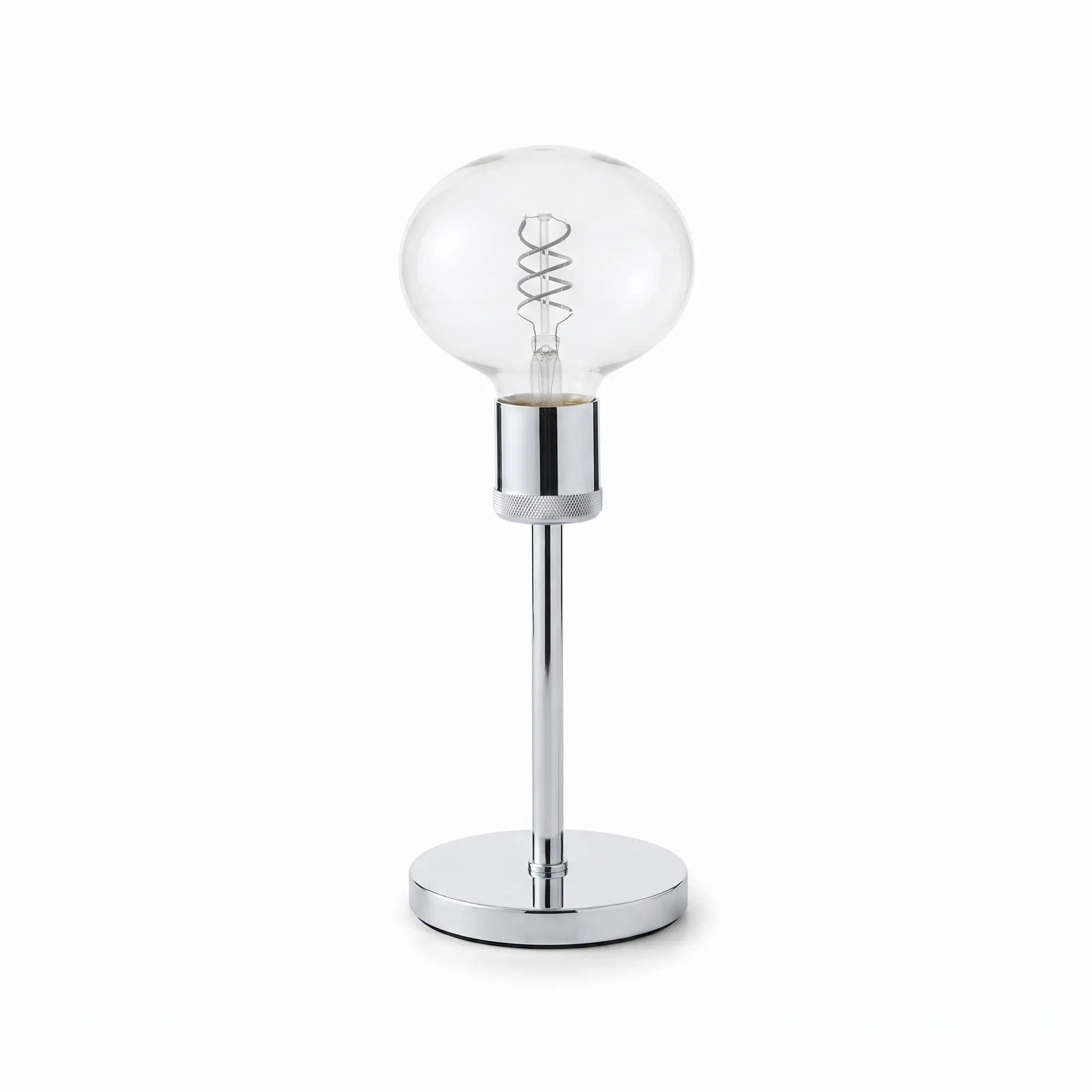 Side-Table-lamp_Furniture-Lighting_11809_3.webp Danny Home TL-050-1 Accent Light | Modern Brushed Chrome Straight Stem Bare-Bulb Lamp – ~15x15x41cm - Image 1
