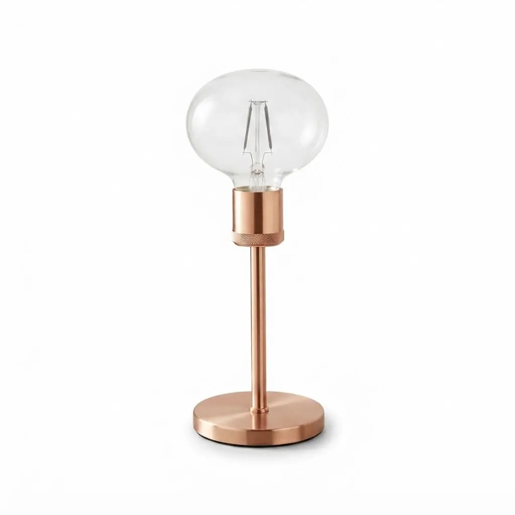 Side-Table-lamp_Furniture-Lighting_11810_3.webp Danny Home TL-050-2 Accent Light | Modern Blush Pink Metallic Straight Stem Bare-Bulb Lamp – ~15x15x41cm - Image 1