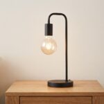 Danny Home TL-019 Bedside Light | Contemporary Matte Black Shepherd's Crook Bare-Bulb Table Lamp – ~20x15x49.5cm - Image 2