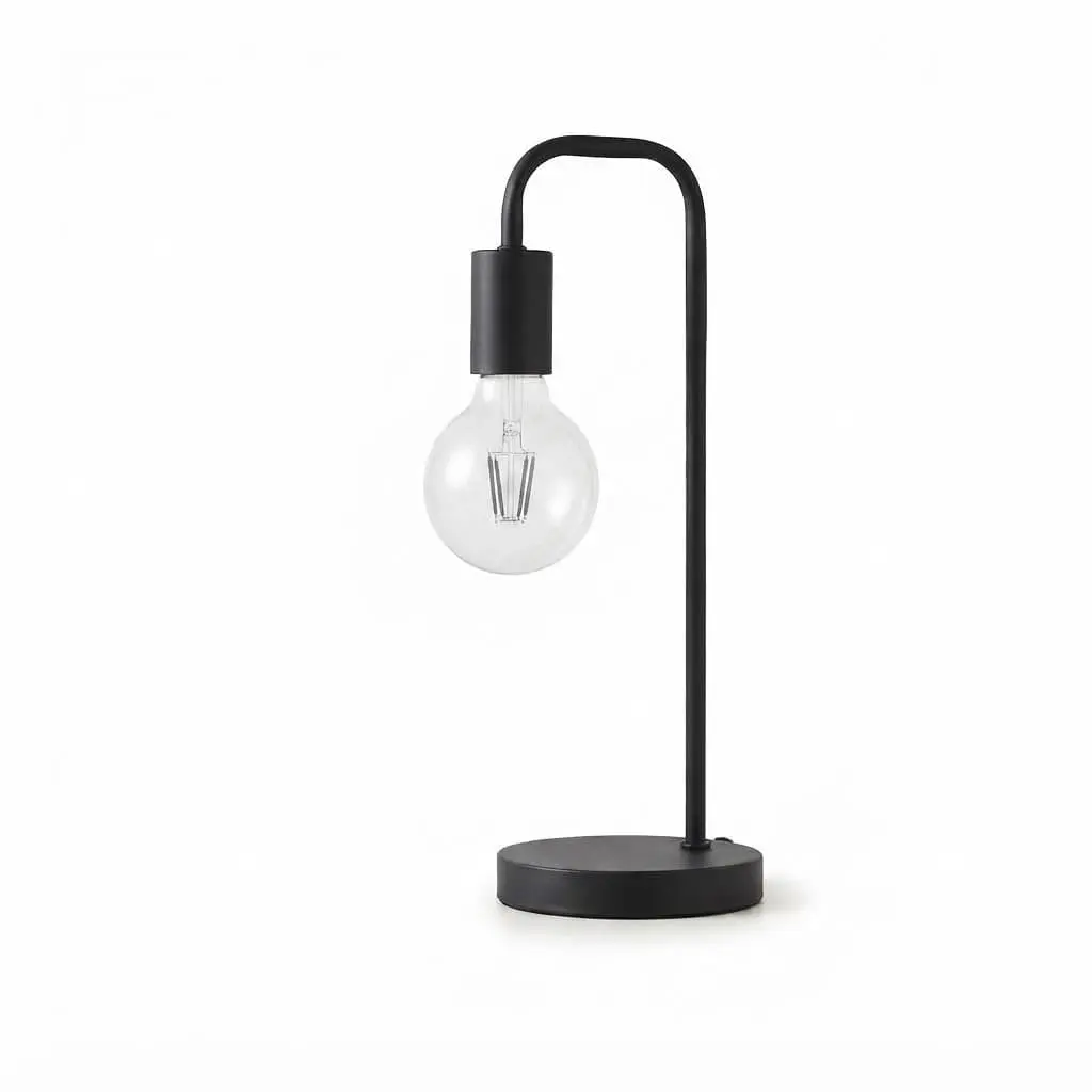 Side-Table-lamp_Furniture-Lighting_15005_3.webp Danny Home TL-019 Bedside Light | Contemporary Matte Black Shepherd's Crook Bare-Bulb Table Lamp – ~20x15x49.5cm - Image 1