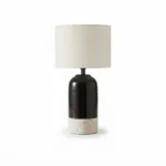 Danny Home TL-028 Bedside Light | High-Gloss Black and Textured Stone White Ceramic Base Lamp – ~22x22x45.5cm
