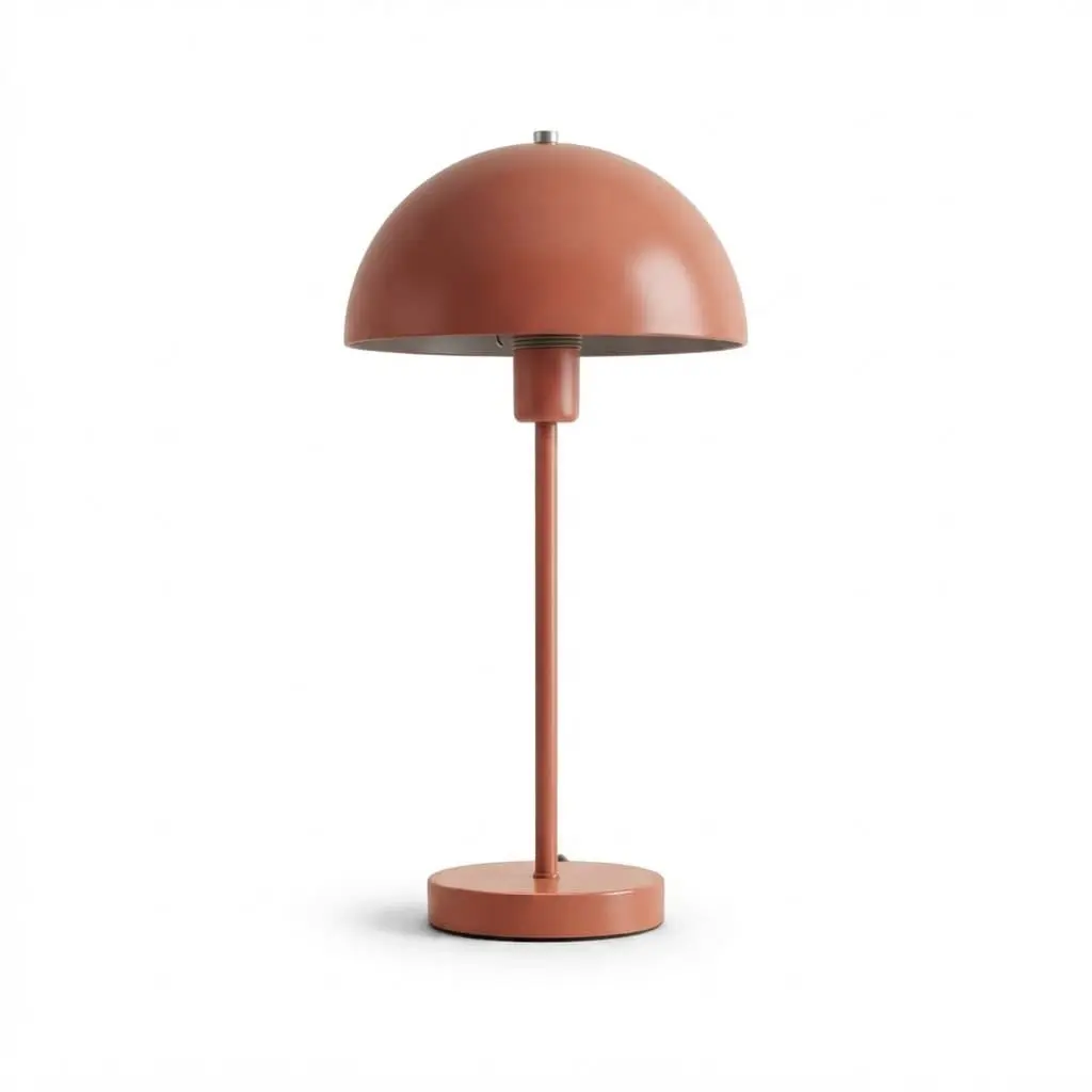 Side-Table-lamp_Furniture-Lighting_15007_3.webp Danny Home Modern Metal Dome Table Lamp (Coral) | Bedside & Reading Desk Light 46.5cm - Image 1
