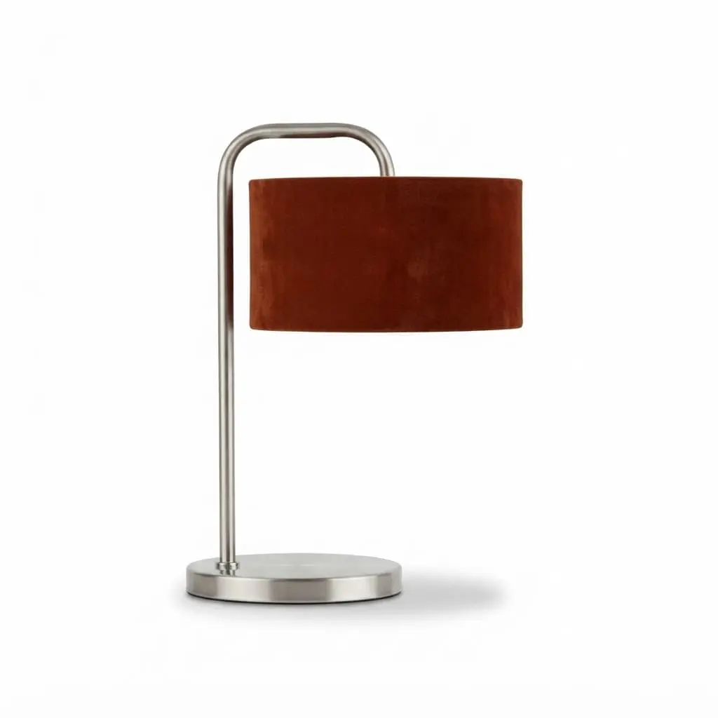Side-Table-lamp_Furniture-Lighting_15012_3.webp Danny Home Modern Metal Table Lamp with Luxury Burgundy Velvet Fabric Shade (23.5x18x50cm) – Silver Base - Image 1