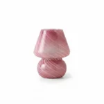 Danny Home Red Striped Mushroom Table Lamp | Retro Glass Nightstand Light (15x15x18cm)