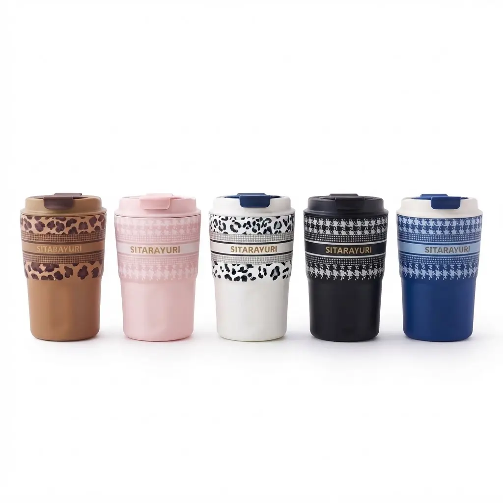 Sitarayuri-Insulated-Travel-Mugs-360ml_Kitchenware_16826_3.webp Sitarayuri Patterned Thermal Travel Mug 360ml – Double-Wall Vacuum Insulated Stainless Steel Coffee Cup with Flip-Top Lid (Model MCM-12) - Image 1