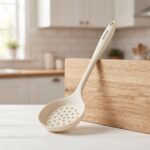 Danny Home 32cm Silicone Skimmer Spoon – Heat-Resistant Non-Stick Perforated Strainer Ladle (DH3907-WHITE) - Image 2