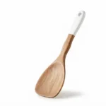 Premium 30.5cm Beechwood Solid Turner – Non-Stick Cooking Paddle Spatula with White Ceramic Handle Grip (Model DH3679-WHITE)