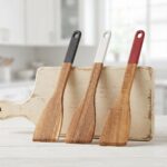 Premium 32.5cm Acacia Wood Solid Turner – Heavy-Duty Non-Stick Stirring Spatula with Tri-Color Handle Accents (Model DH3879-RBW) - Image 2