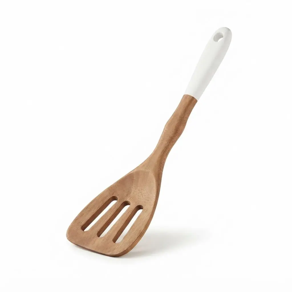 Sotted-turner-30.5cm-wood_Kitchenware_12228_3.webp Premium 30.5cm Beechwood Slotted Turner – Eco-Friendly Non-Stick Fish & Pancake Spatula with White Ceramic Grip (Model DH3680-WHITE) - Image 1