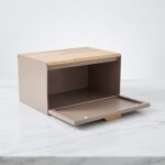 Danny Home Matte Iron Bread Box with Dual-Opening Bamboo Lid (ZYB226) - Image 3