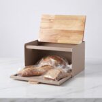 Danny Home Matte Iron Bread Box with Dual-Opening Bamboo Lid (ZYB226) - Image 2