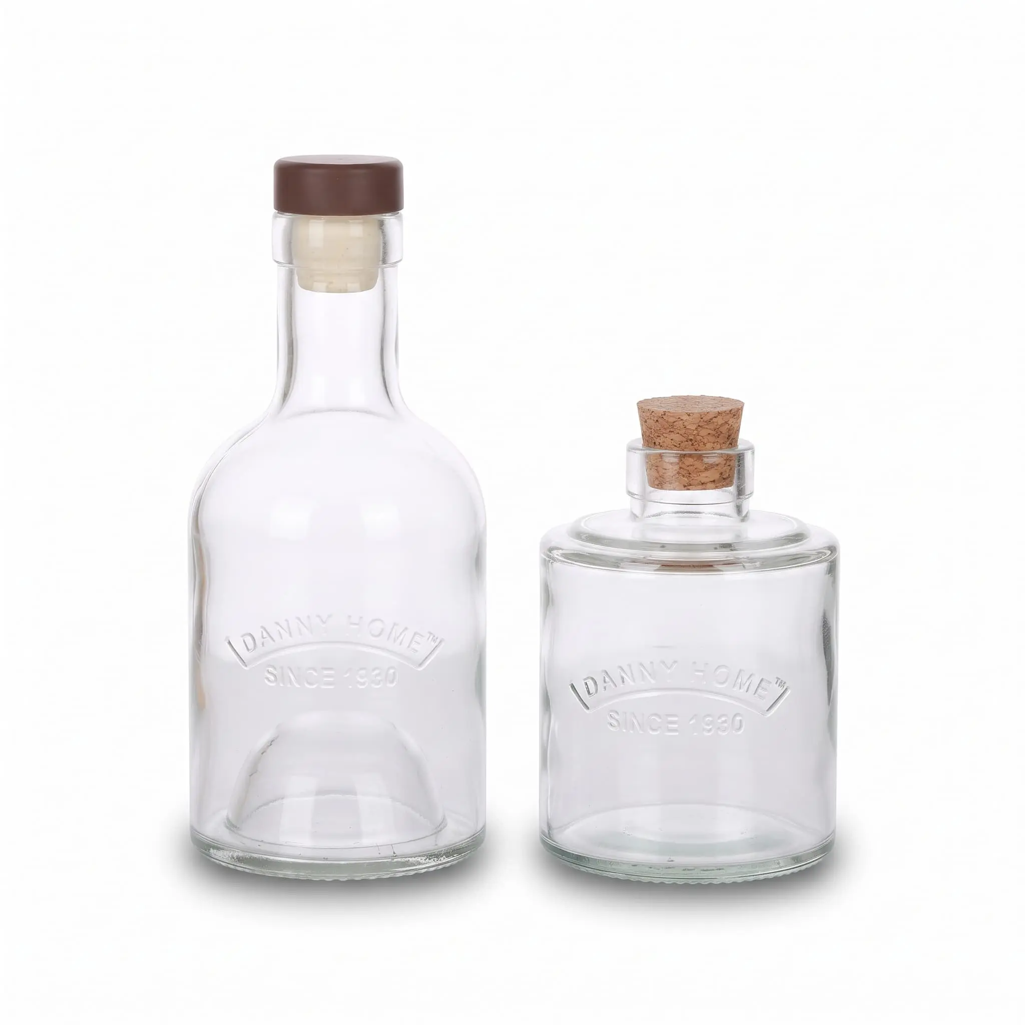 Stackable-bottle-set_Kitchenware_12034_3.webp 2-Piece Vertical Stackable Clear Glass Cruet Bottle Set with Natural Wood Cork Stoppers - 1966-49 - Image 1