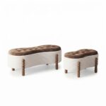 Contoured Kidney Storage Ottoman Bench with Bobbin Turned Legs | SKU: 21999335-2 - Image 2