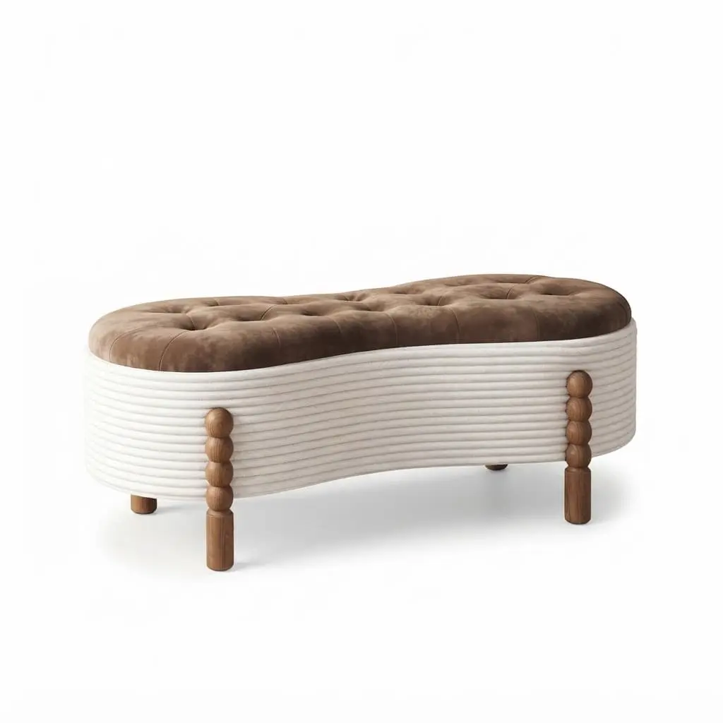 Storage-bench-713533cm_Furniture-Lighting_18063_3.webp Contoured Kidney Storage Ottoman Bench with Bobbin Turned Legs | SKU: 21999335-2 - Image 1