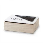 Geometric 6-Compartment Wooden Tea Box – Natural Storage Chest with Accent Mesh Triangle Lid (Model 7631-6)
